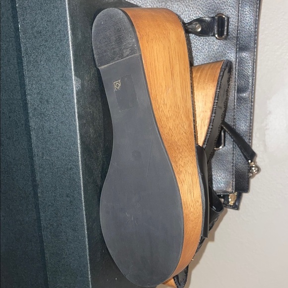 Tory Burch Black and Brown Wedge Shoes with Stud Detailing - Picture 3 of 4